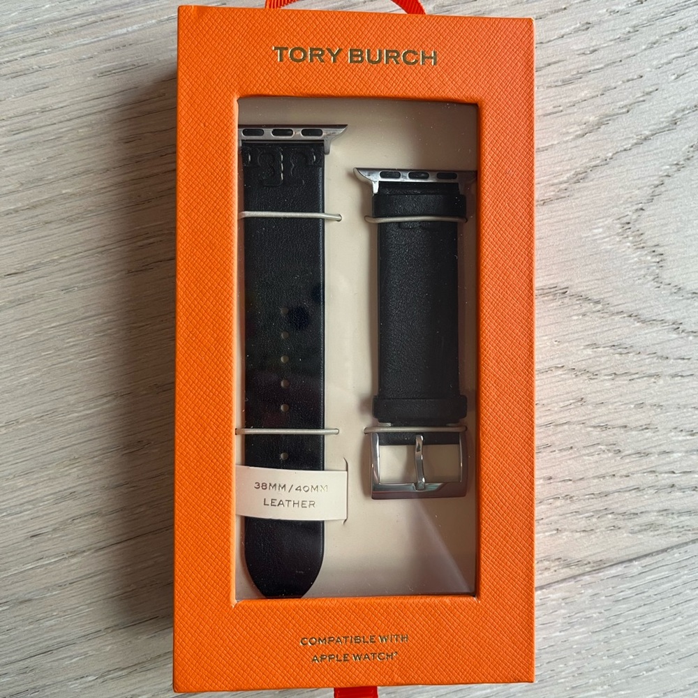 Tory Burch Apple Watch Band Black Leather